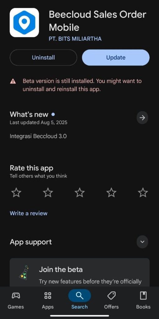 Update Beecloud Sales Order Mobile Pada Play Store