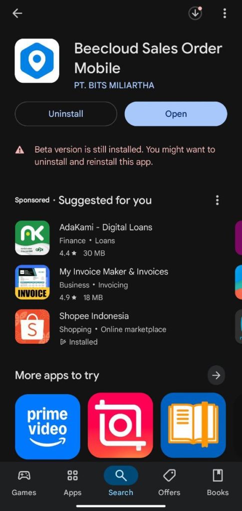 Update Beecloud Sales Order Mobile Pada Play Store