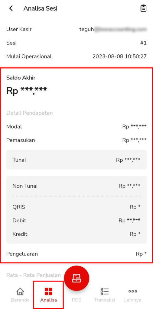 Detail Nilai Menu Analisa Beepos Mobile 2.0