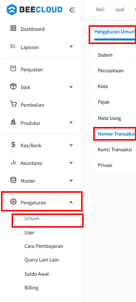 Setting Panjang Digit Nomor Transaksi Beecloud 3.0