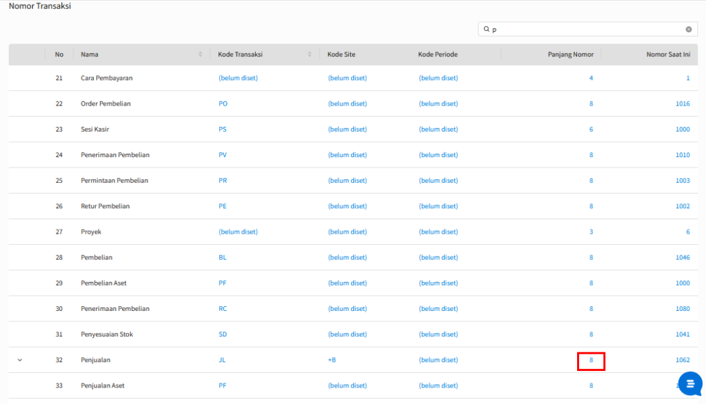 Setting Panjang Digit Nomor Transaksi Beecloud 3.0