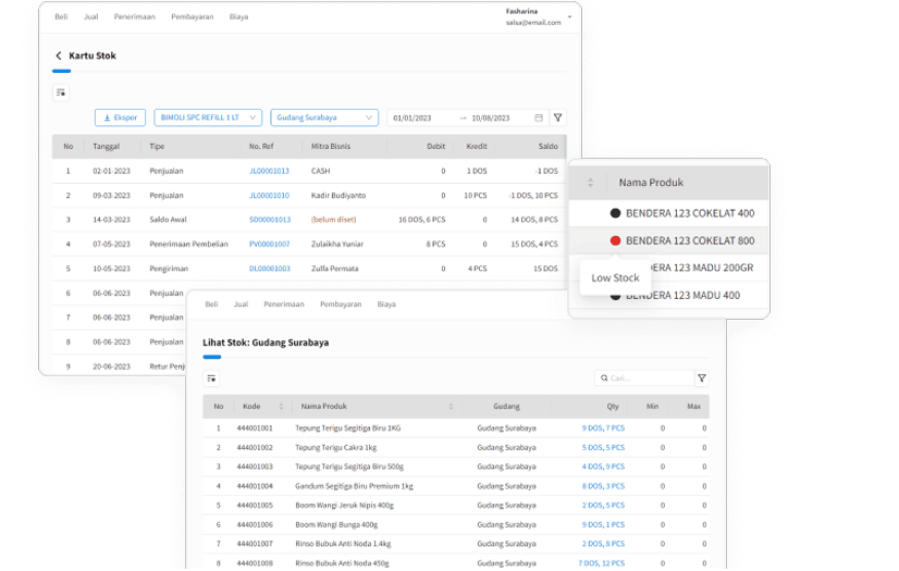 Gambar Monitor Laporan Kartu Stok Software Distributor Beecloud