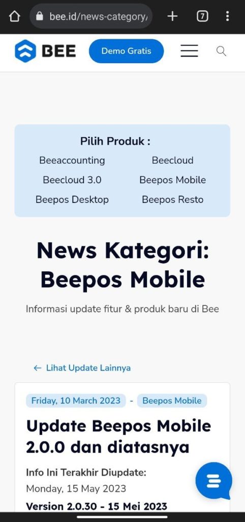 Cara Cek Informasi Update Fitur Pada Beepos Mobile 2.0