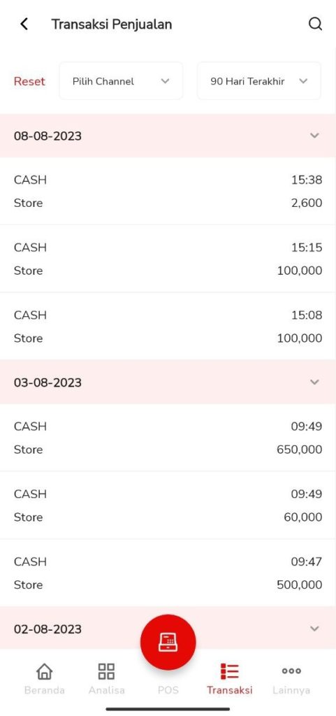 Cara Melihat Daftar Transaksi Penjualan Beepos Mobile 2.0