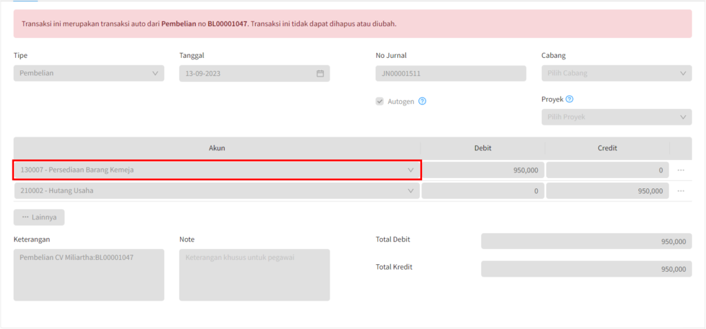 Setting Akun Persediaan Barang Item Beecloud 3.0