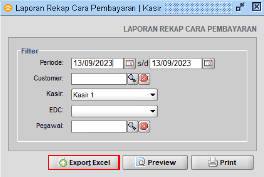 Klik Export Excel