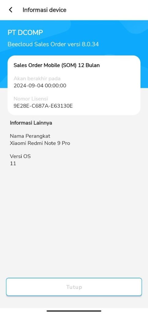 Cara Melihat Informasi Device Sales Order Mobile