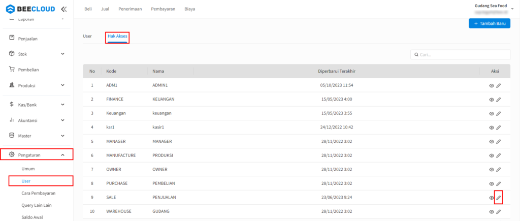 Setting Hak Akses Web Dashboard Beecloud 3.0