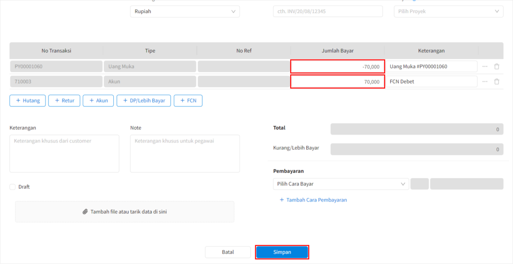 Lebih Bayar Menjadi Nota Potong Hutang Beecloud 3.0