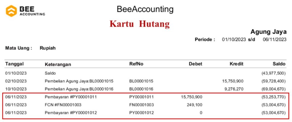 Lebih Bayar Menjadi Nota Potong Hutang Beeaccounting