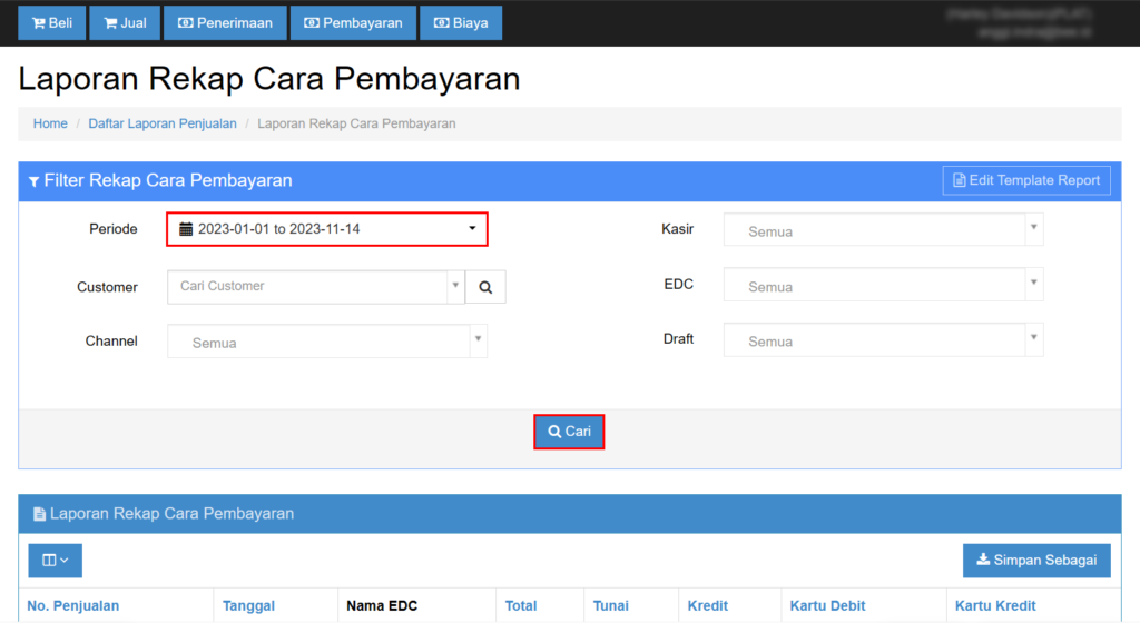 Panduan Cara Melihat Laporan Rekap Cara Pembayaran Penjualan Beecloud