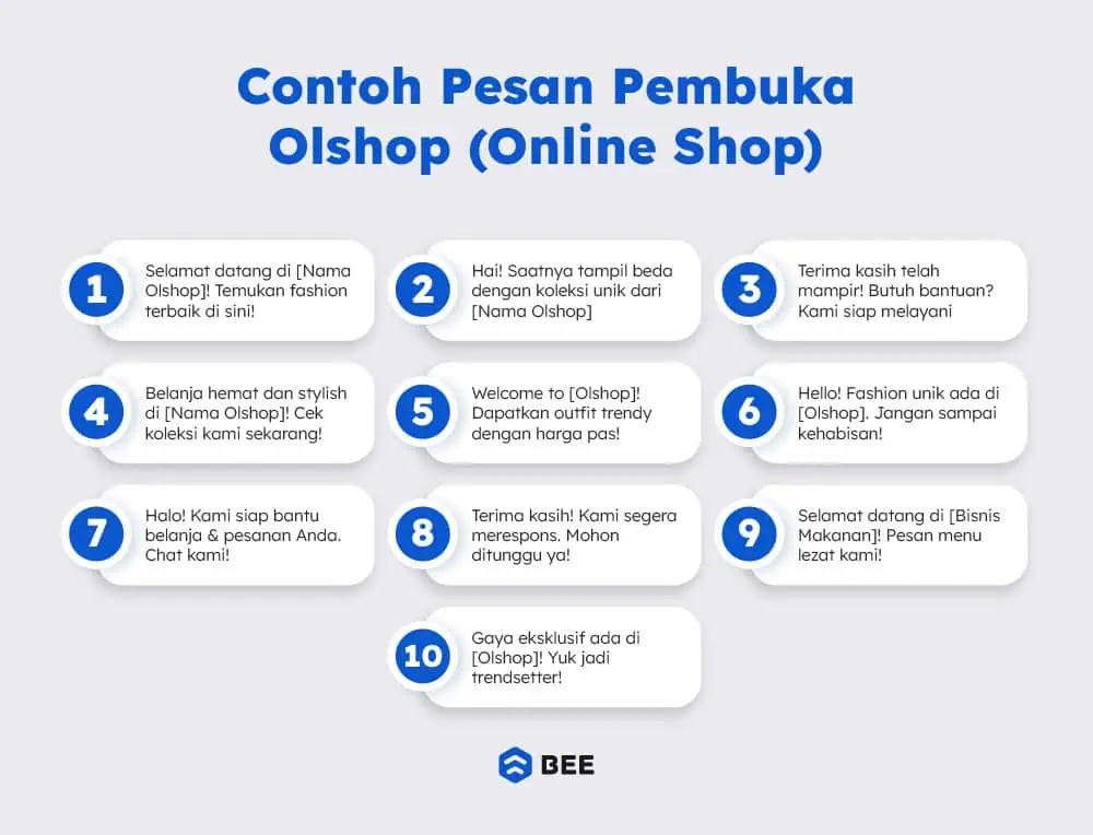 Contoh Pesan Pembuka Online Shop
