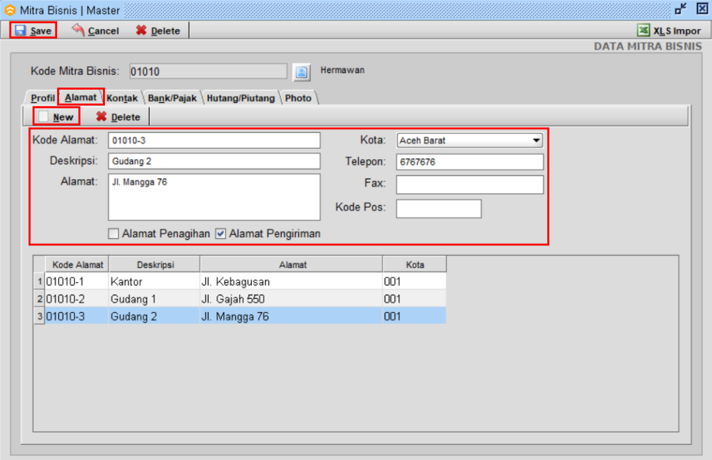 Cara Menambah Alamat Pengiriman Beeaccounting