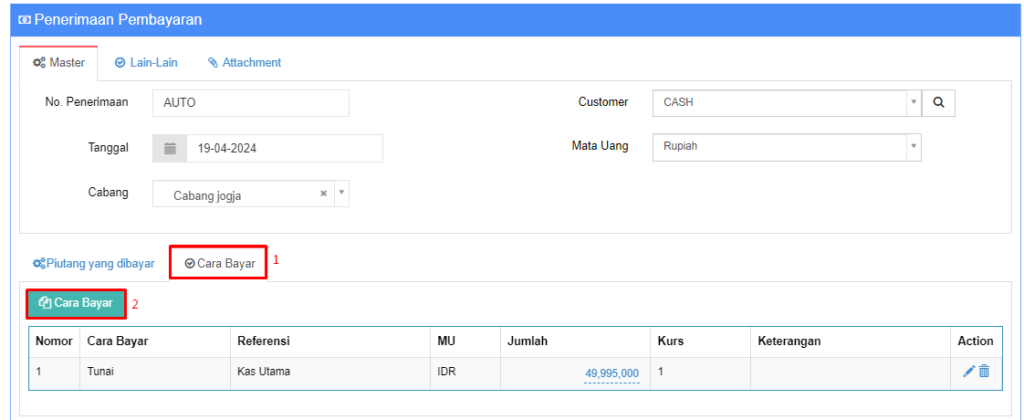 Penerimaan Hutang dipotong Biaya Admin Beecloud