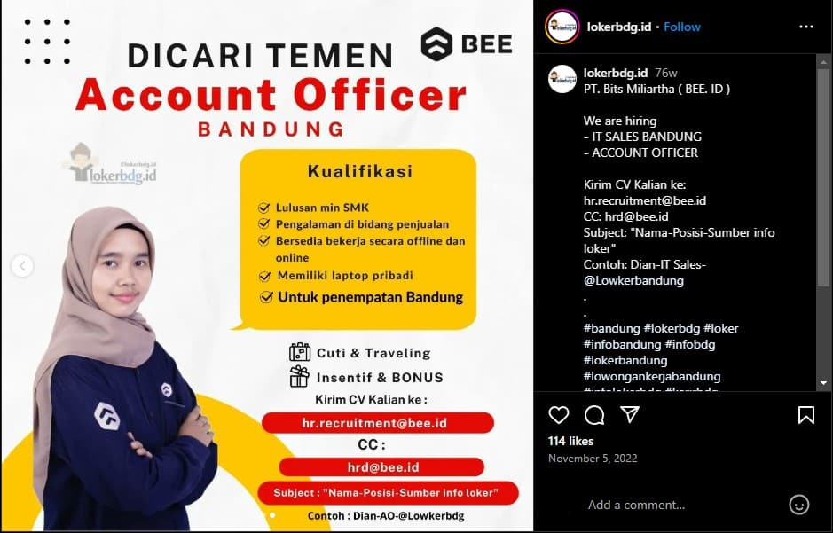 Contoh Iklan Permintaan Lowongan Kerja