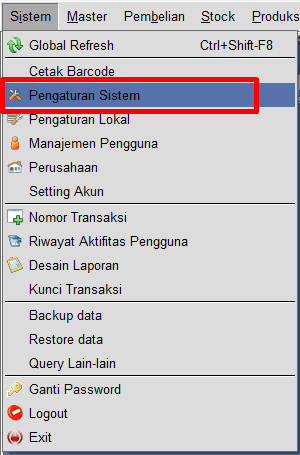 Sistem -> Pengaturan Sistem