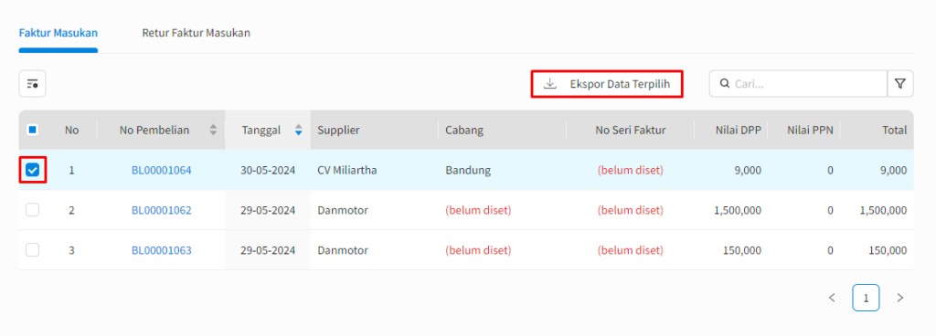 Ekspor Efaktur Faktur Masukan Beecloud 3.0