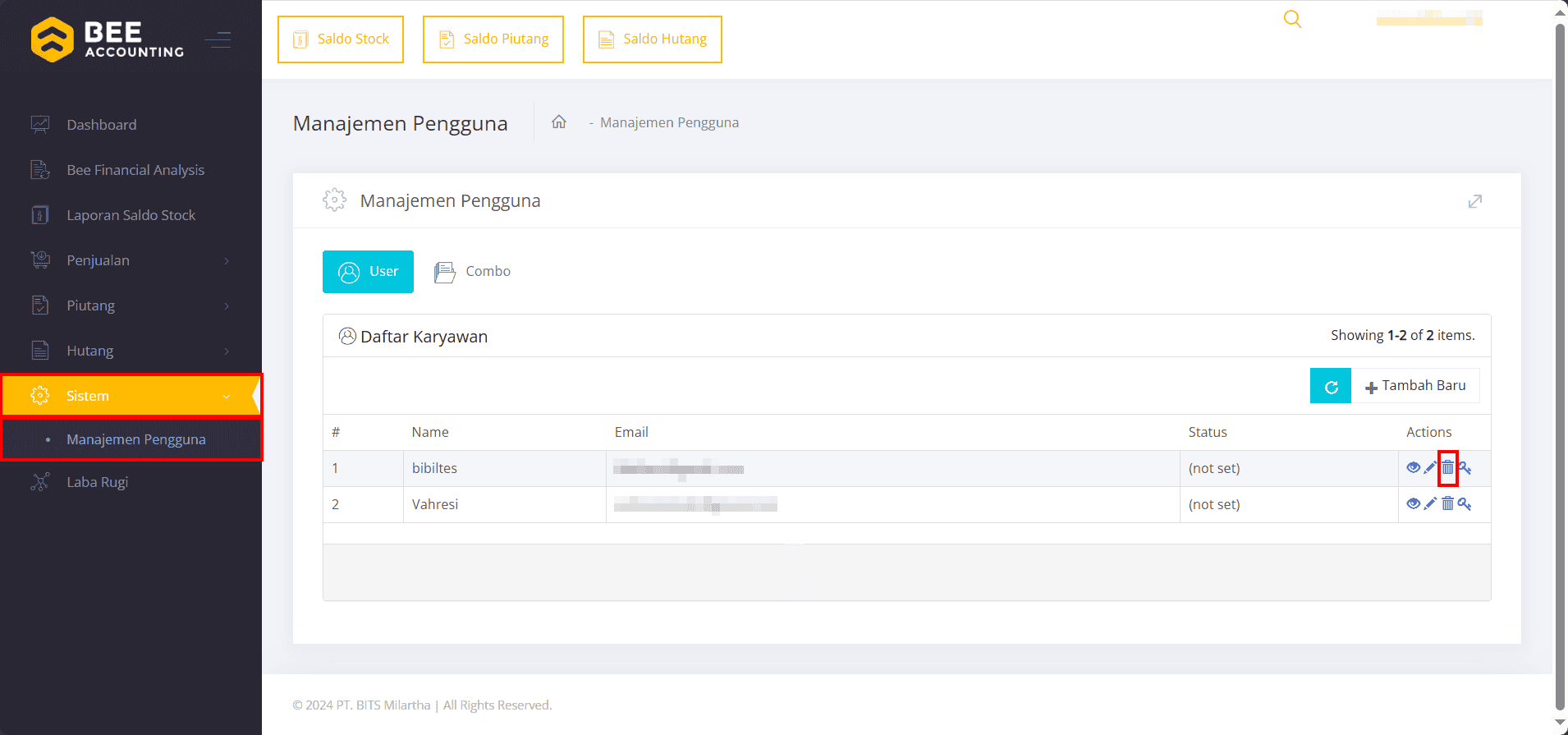 Gambar 2. Hapus Email Login
