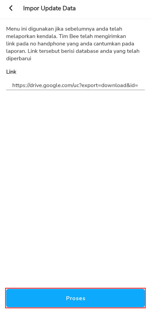 Paste link update data Bee Inventory Manager