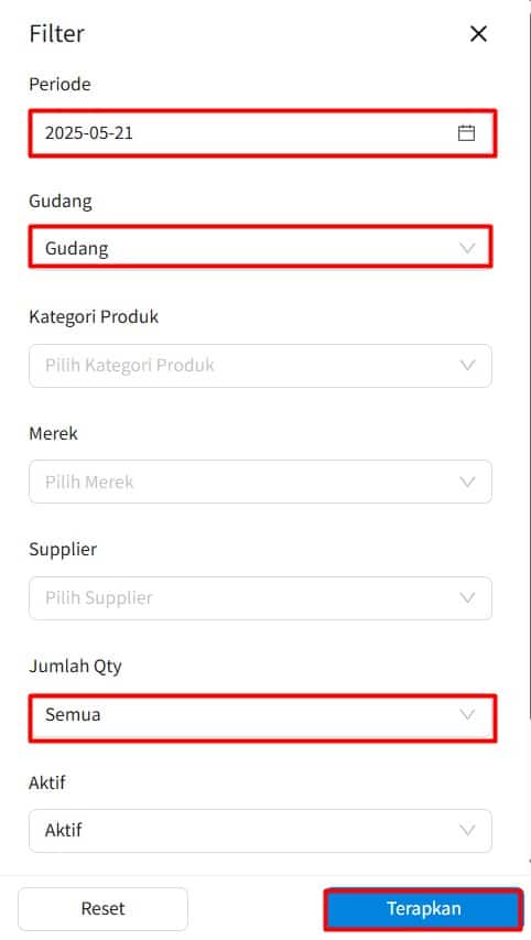 Laporan Nilai Stok Beecloud 3.0