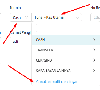 Gambar 1 Pilih Multi Cara Bayar