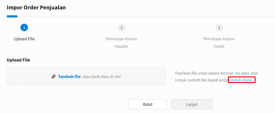 Gambar 2 Import Order Penjualan Unduh Xls