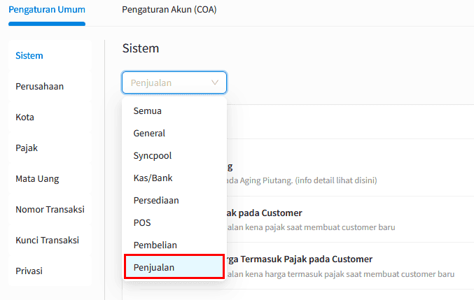 Gambar 2. Pilih Opsi Penjualan
