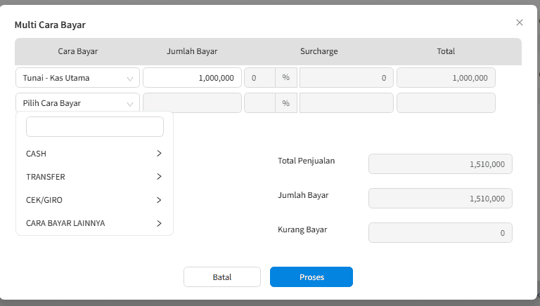 Gambar 3 Pilih Cara Bayar Di Multi Cara Bayar