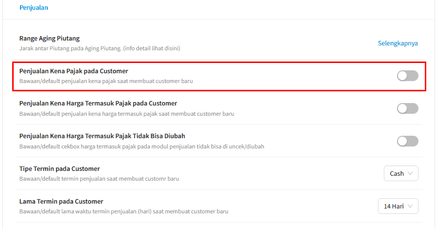 Gambar 3. Off Kan Penjualan Kena Pajak Pada Customer