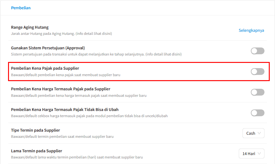 Gambar 3. Off Kan Kena Pajak Supplier