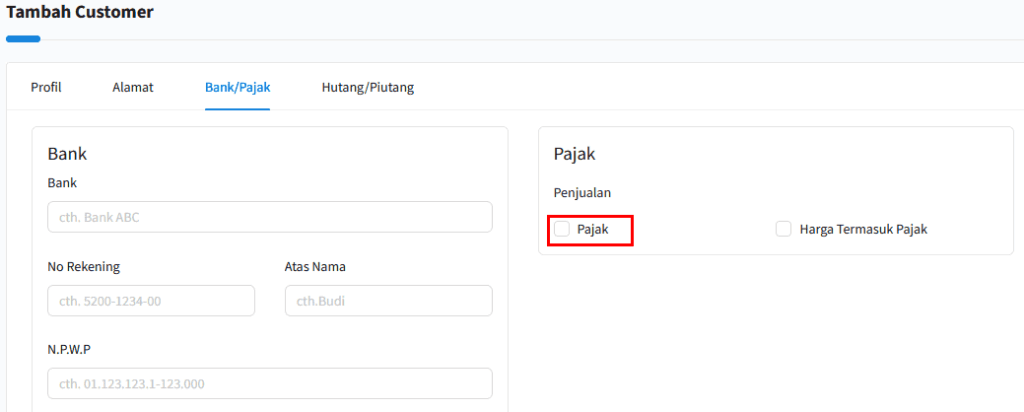 Gambar 4. Pajak Otomatis Tidak Tercentang