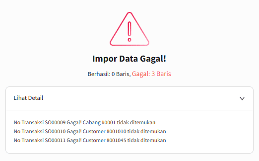 Gambar 5 Error Import Order Penjualan