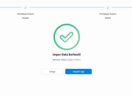 Gambar 6 Upload Impor Order Penjualan Berhasil