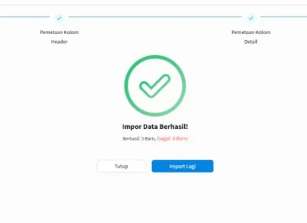 Gambar 6 Upload Impor Order Penjualan Berhasil