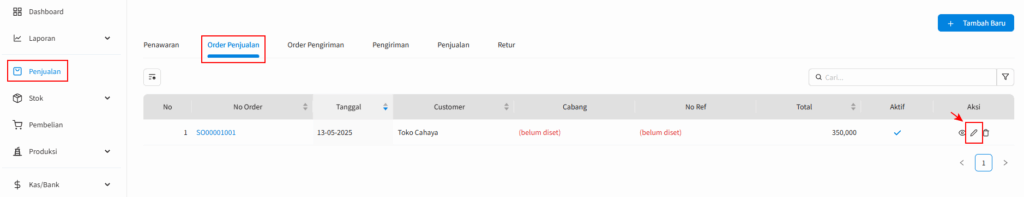 Tutup Order Penjualan Beecloud 3.0