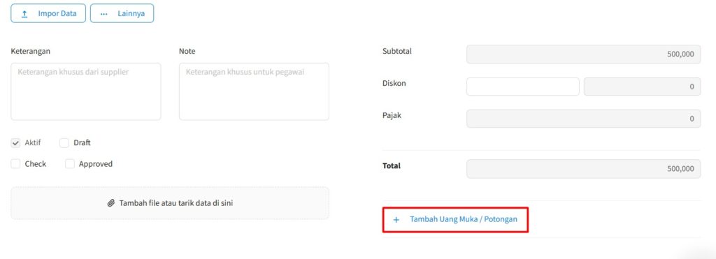 Order Pembelian Dengan DP / Uang Muka Beecloud 3.0