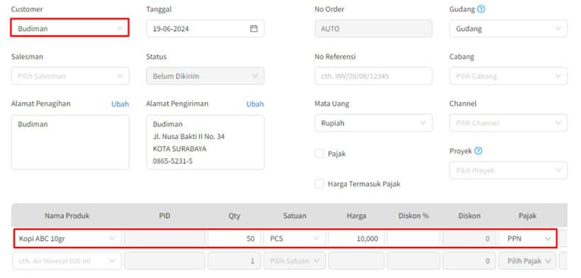Order Penjualan Dengan DP / Uang Muka Beecloud 3.0