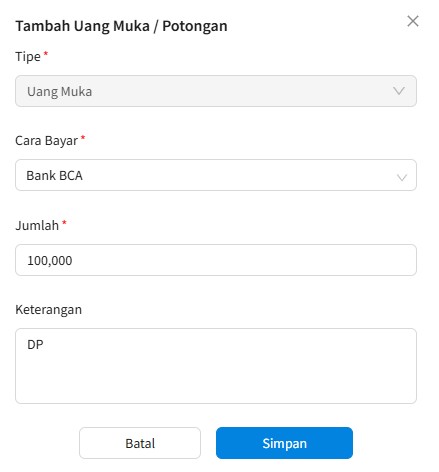 Order Pembelian Dengan DP / Uang Muka Beecloud 3.0