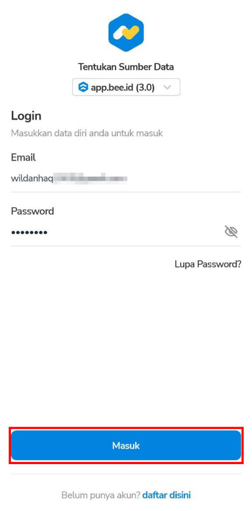 Input Email Dan Password Login