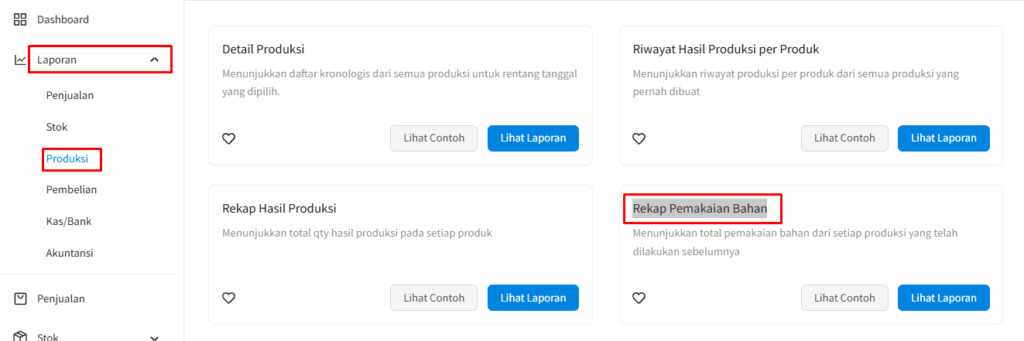 Rekap Pemakaian Bahan