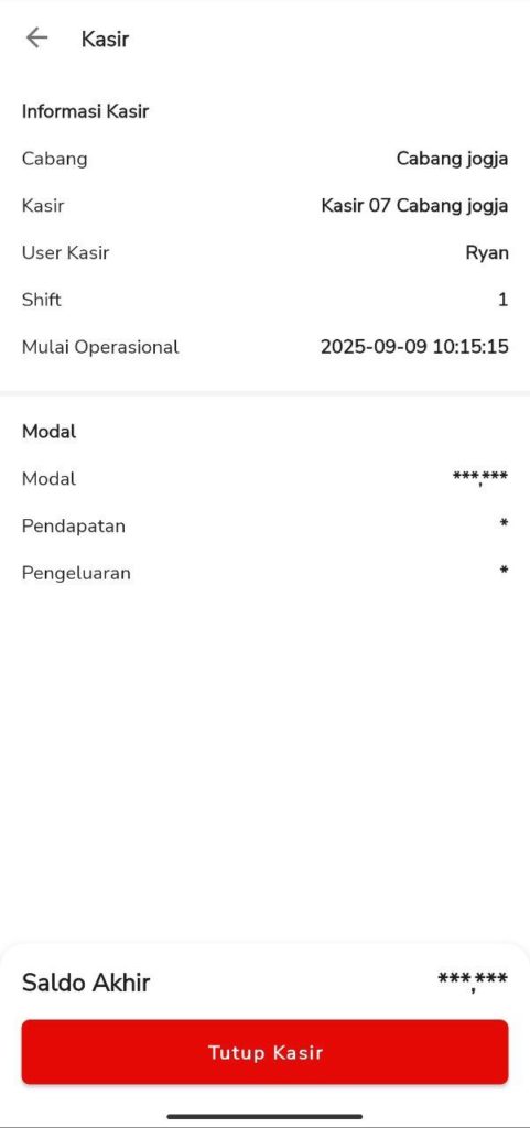 Menampilkan Total Pemasukan Dan Saldo Akhir Pada Beepos Mobile 2.0 (Beecloud 3.0)