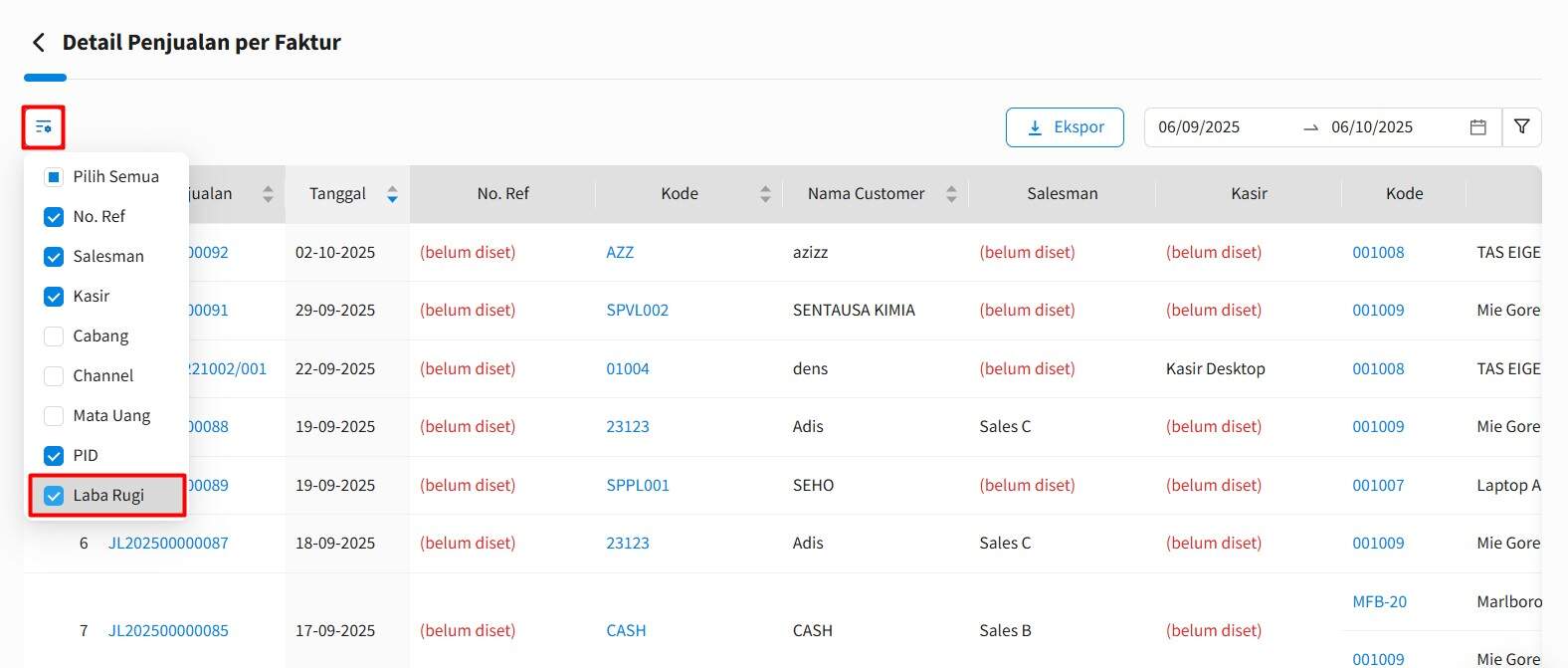 Cara Melihat Laba Rugi Per Produk Pada Detail Penjualan Per Faktur