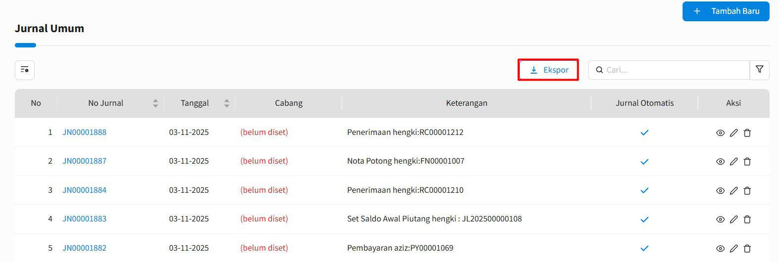 Cara Ekspor Jurnal Umum Pada Beecloud 3.0