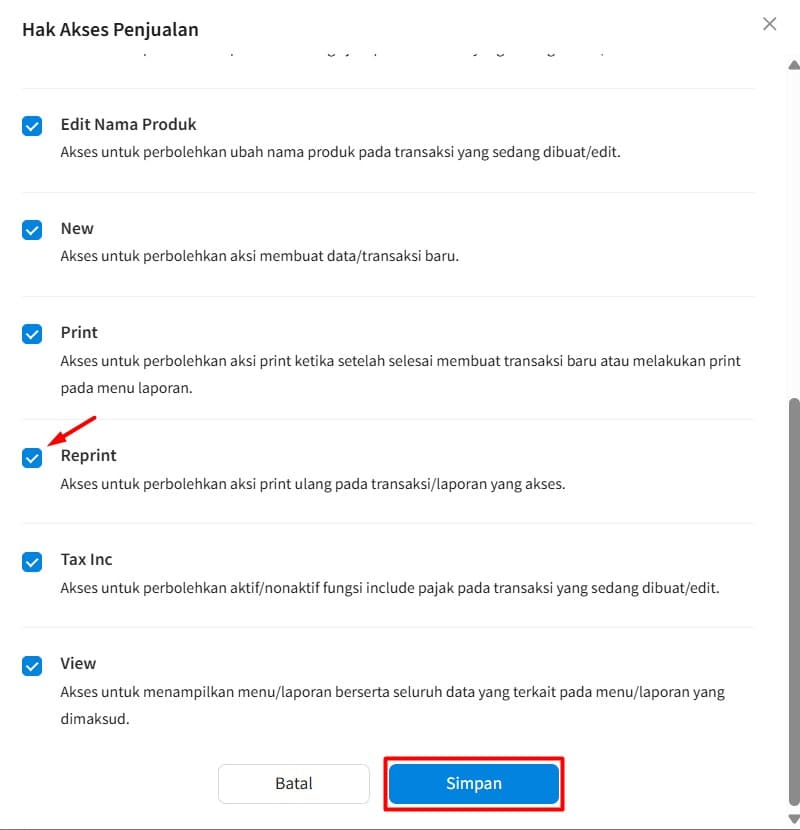 Setting Hak Akses Reprint Pada Beecloud 3.0