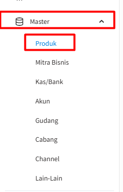 Menu Master Produk