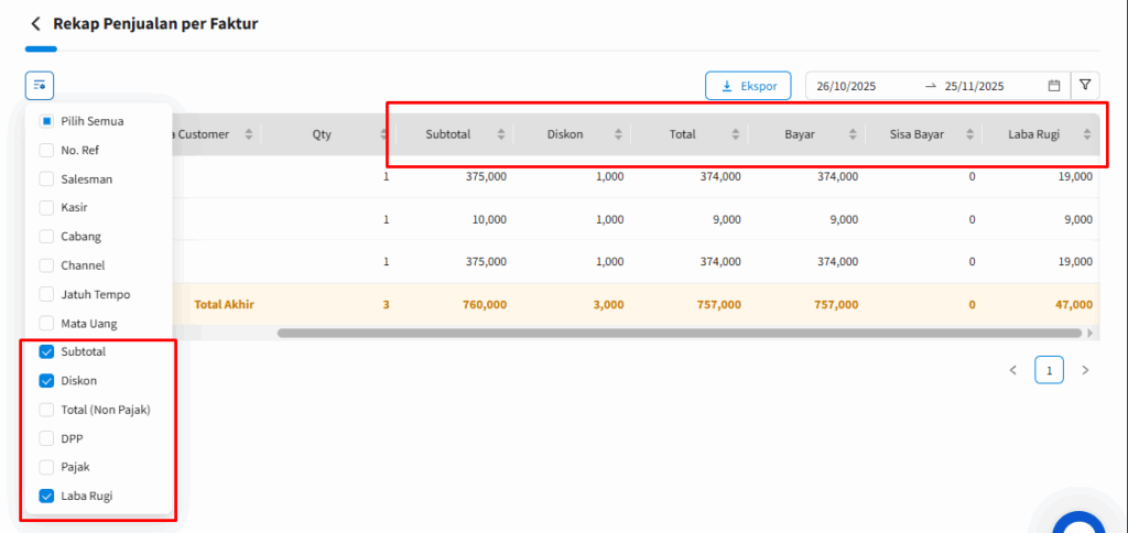 Panduan Ekspor Laporan Penjualan Beecloud 3.0 Sesuai Kolom Aktif