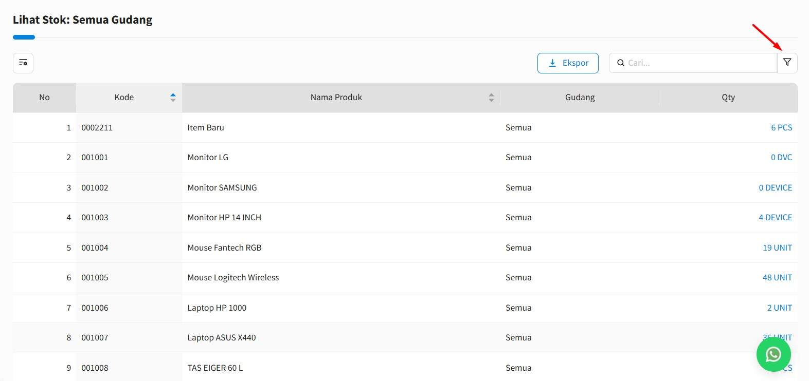 Ekspor Lihat Stok Beecloud 3.0