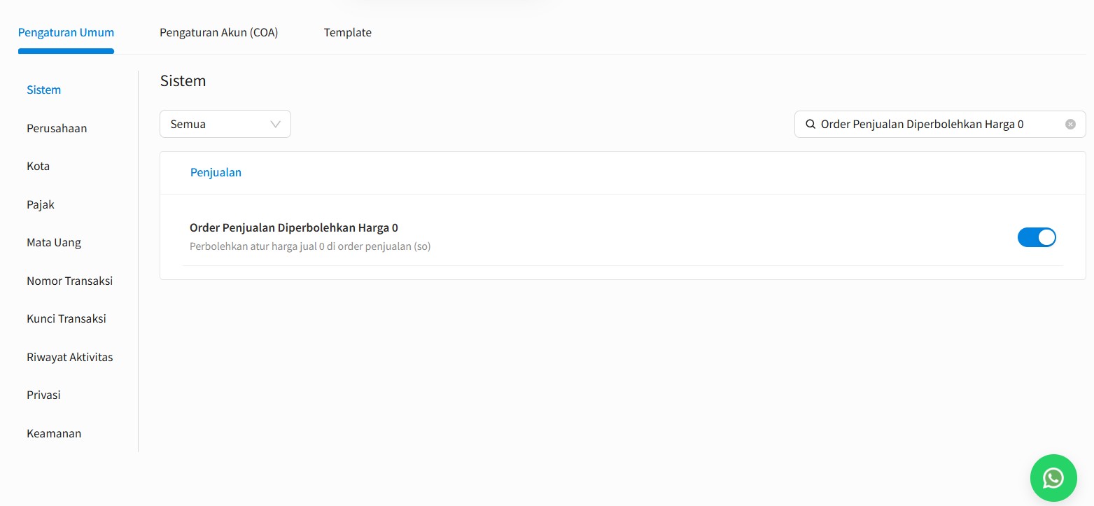 Setting Order Penjualan (SO) Diperbolehkan Harga 0 Beecloud 3.0