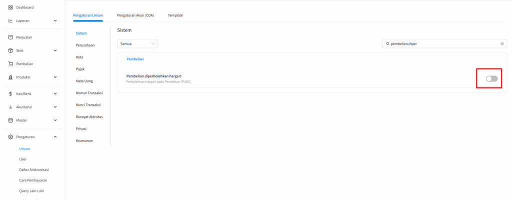 Matikan fitur pembelian boleh 0