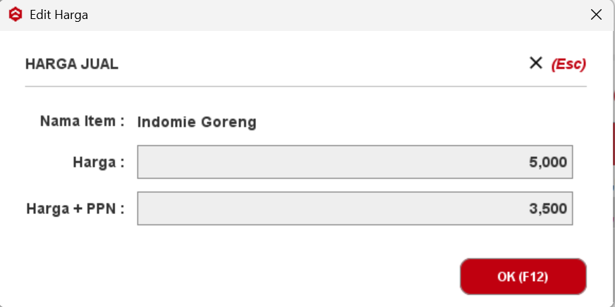 Harga Jual sudah bisa di edit
